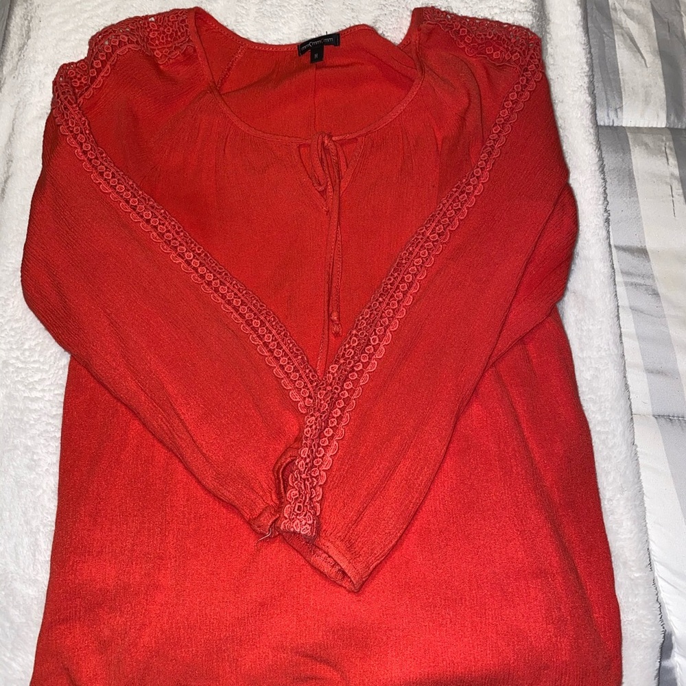 Coral colored quarter sleeve blouse
